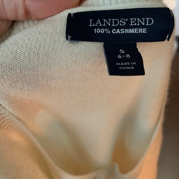 Lands End Size S Cream Ivory 100% Cashmere Cardigan Luxe Soft Neutral Classic - Picture 4 of 4